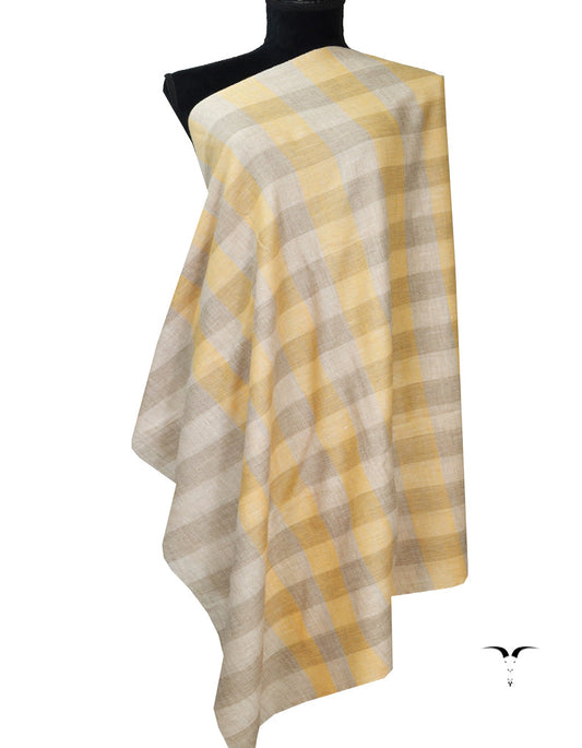 Yellow and Grey Striped Pashmina shawl 7236