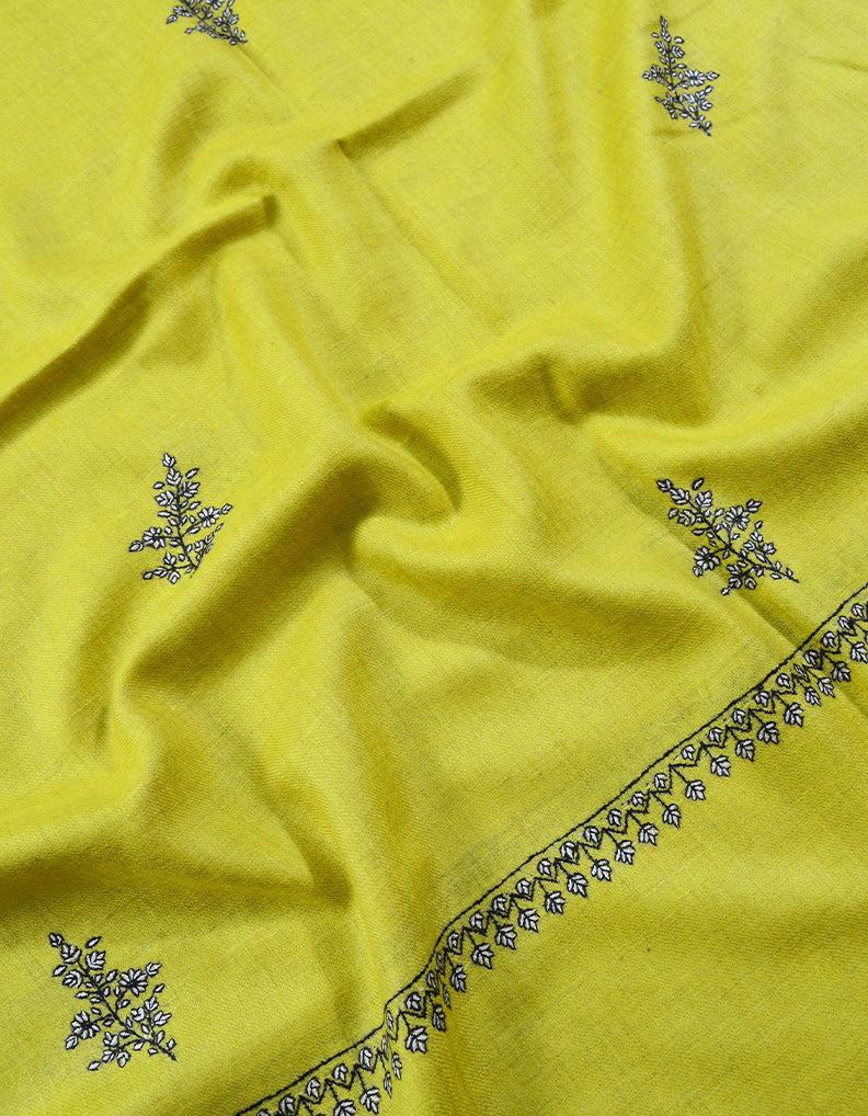 Yellow Embroidery Pashmina Stole 7245