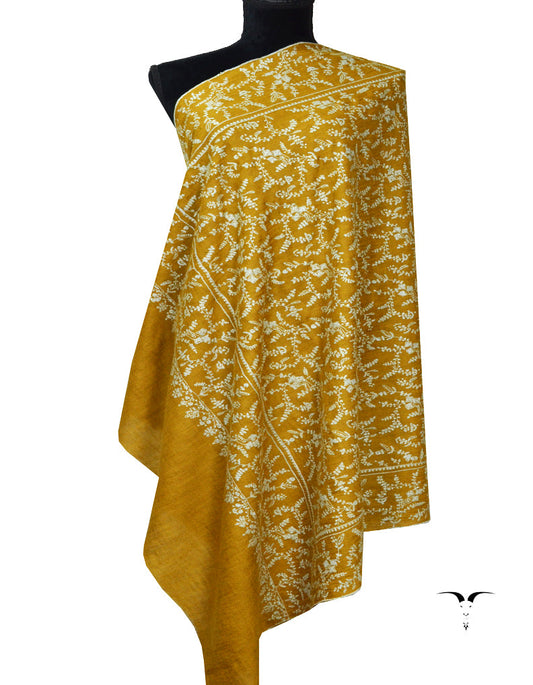 Mustard Embroidery Pashmina Shawl 7248