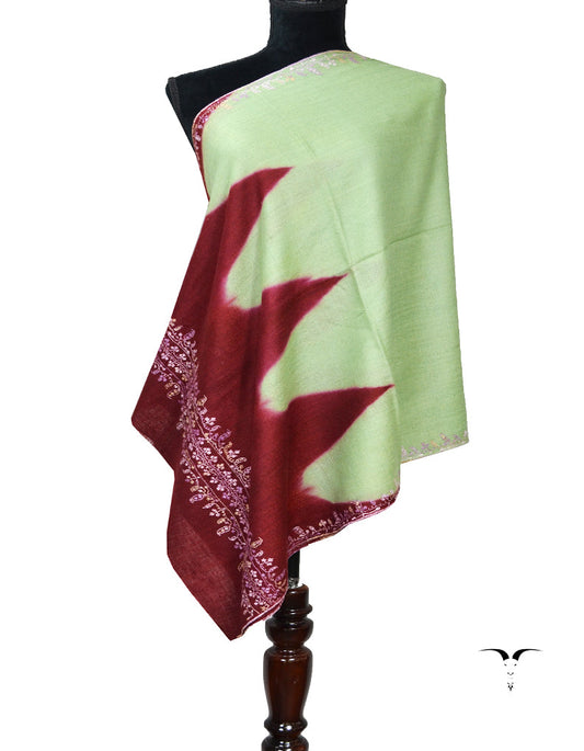 Green and Red Embroidery Pashmina Stole 7252