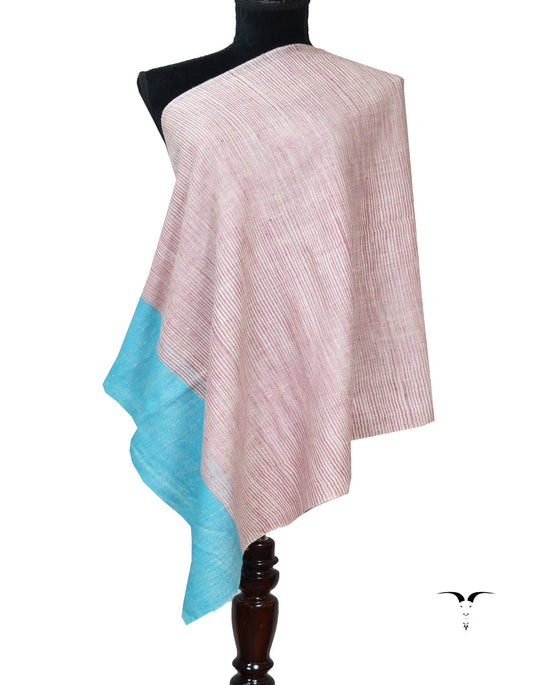 Sky Blue Brown and White Striped Pashmina Stole 7264