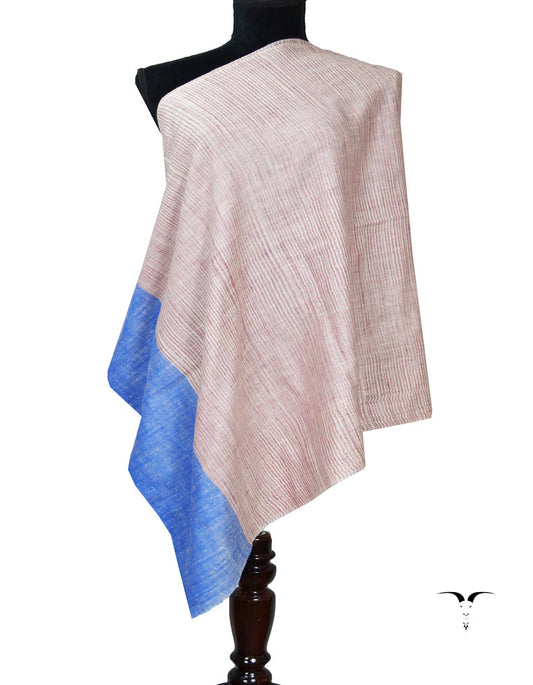 Blue Brown and White Striped Pashmina Stole 7269