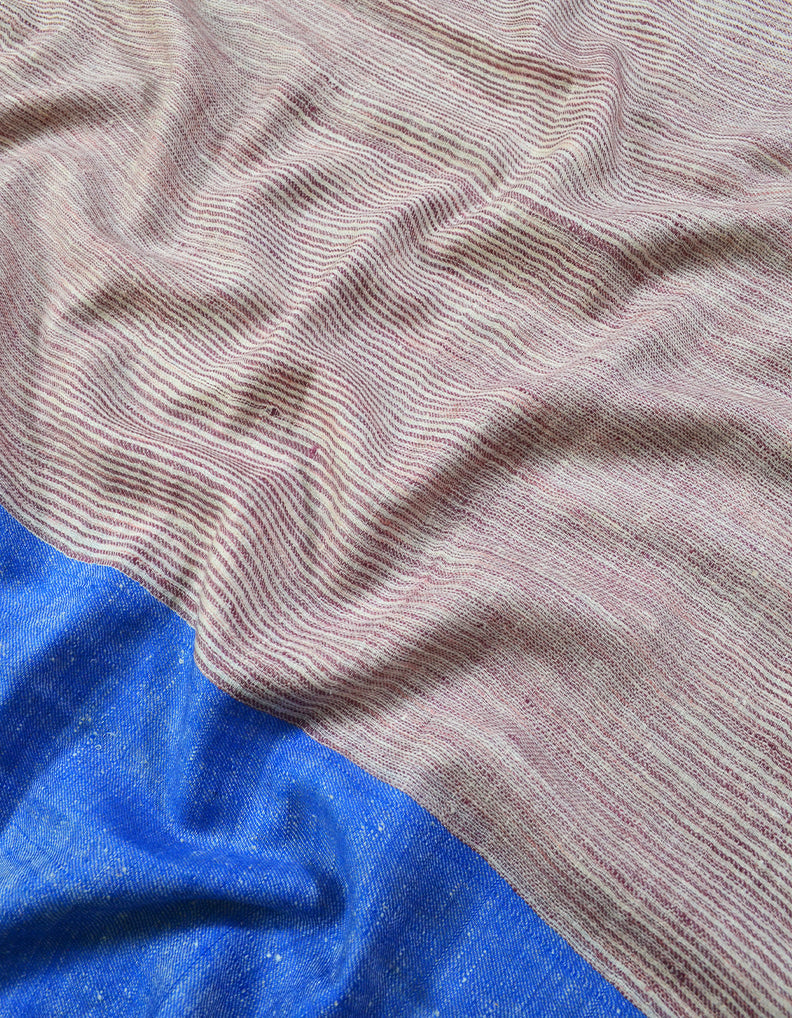 Blue Brown and White Striped Pashmina Stole 7269