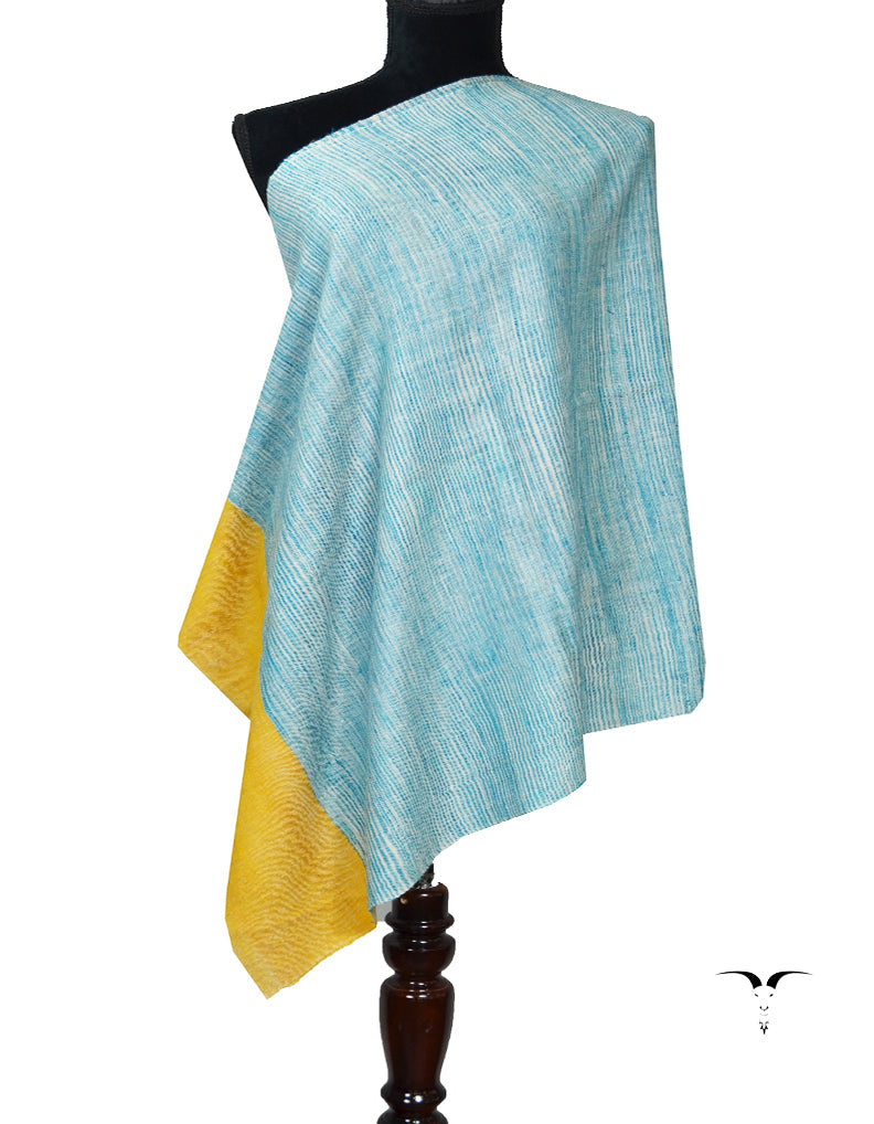 Yellow and Blue Striped Pashmina Stole 7270