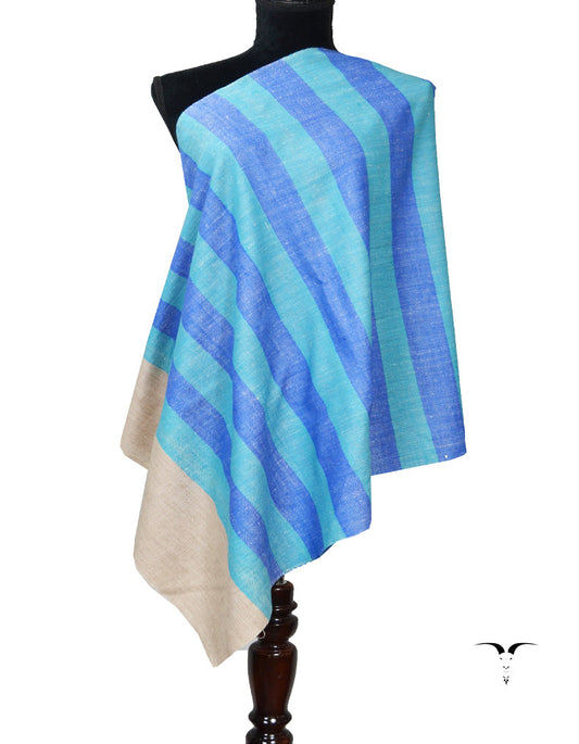 SkyBlue Blue and Brown Striped Pashmina Stole 7273