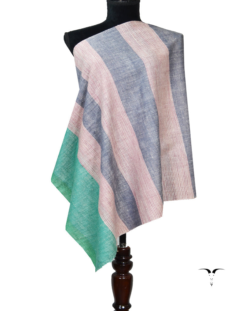 Green Blue and Maroon Striped Pashmina Stole 7277