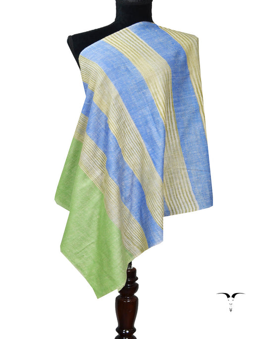 Blue and Green Striped Pashmina Stole 7278