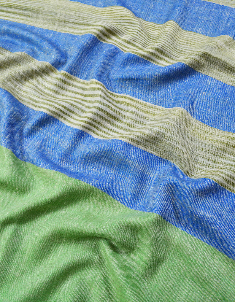 Blue and Green Striped Pashmina Stole 7278
