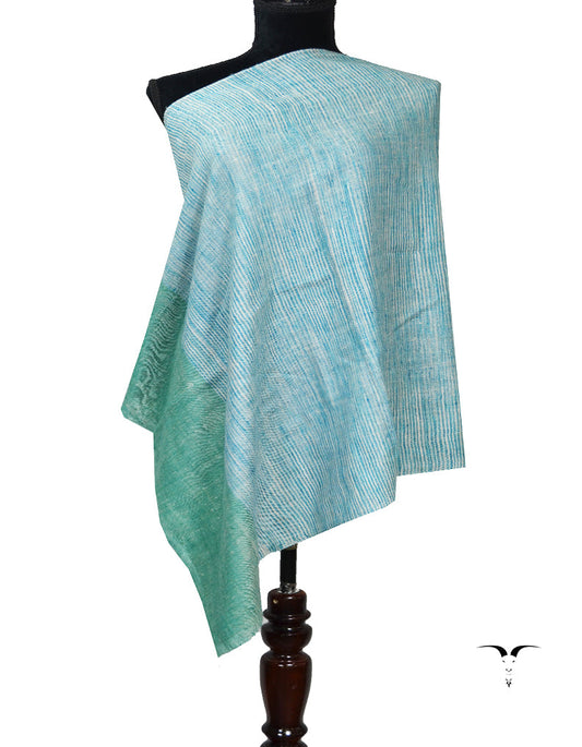 Bottle Green and SkyBlue Striped Pashmina Stole 7279