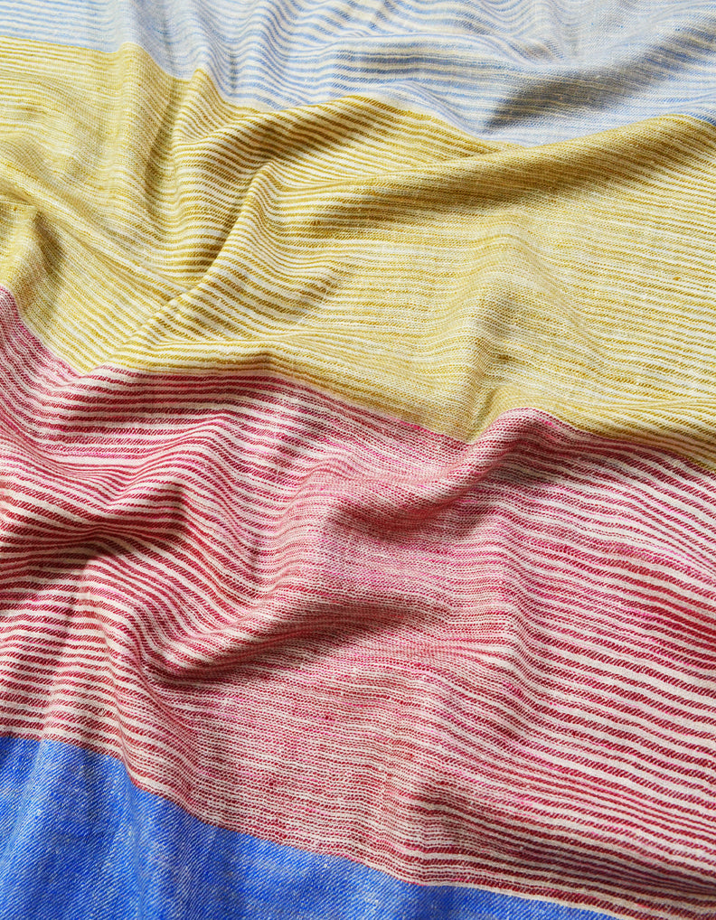 Blue Red and White Striped Pashmina Stole 7281