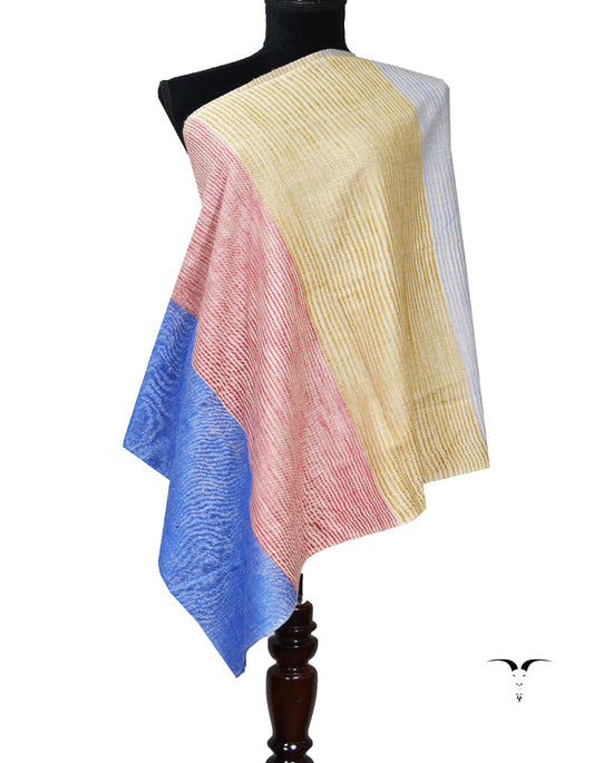 Blue Red and White Striped Pashmina Stole 7283