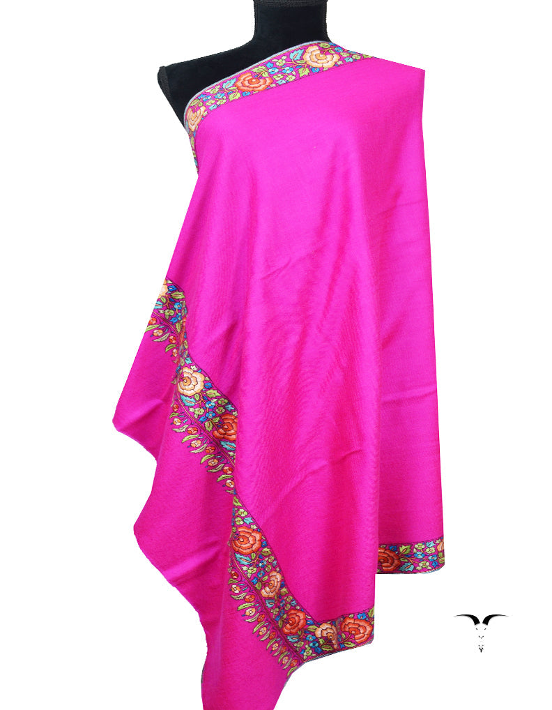 Dark Pink Embroidery Pashmina Shawl 7299