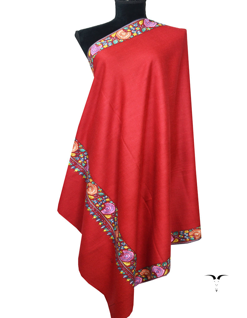 Red Embroidery Pashmina Shawl 7303