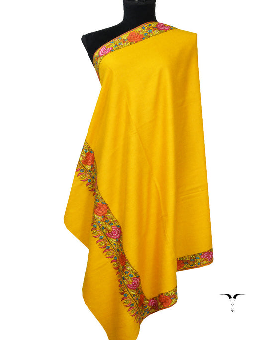 yellow Embroidery pashmina shawl 7316