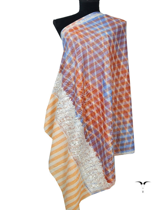 orange white and purple Embroidery pashmina shawl 7317