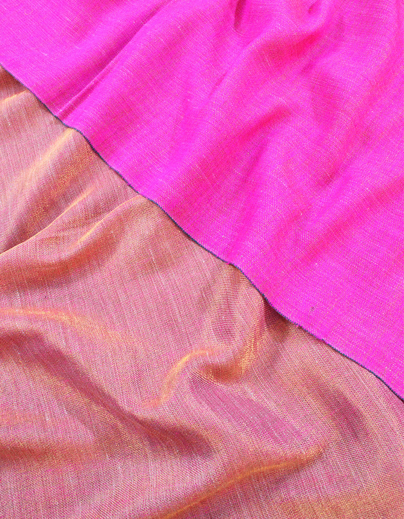 Dark Pink and Golden Reversible Pashmina Shawl 7331