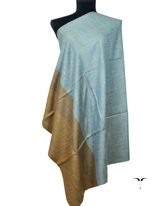 Brown Blue White and Natural Grey Reversible Pashmina Shawl 7333