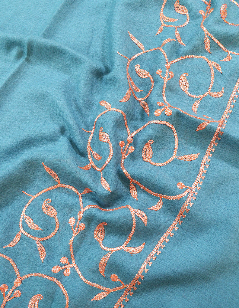 Sky Blue Embroidery Pashmina Stole 7336
