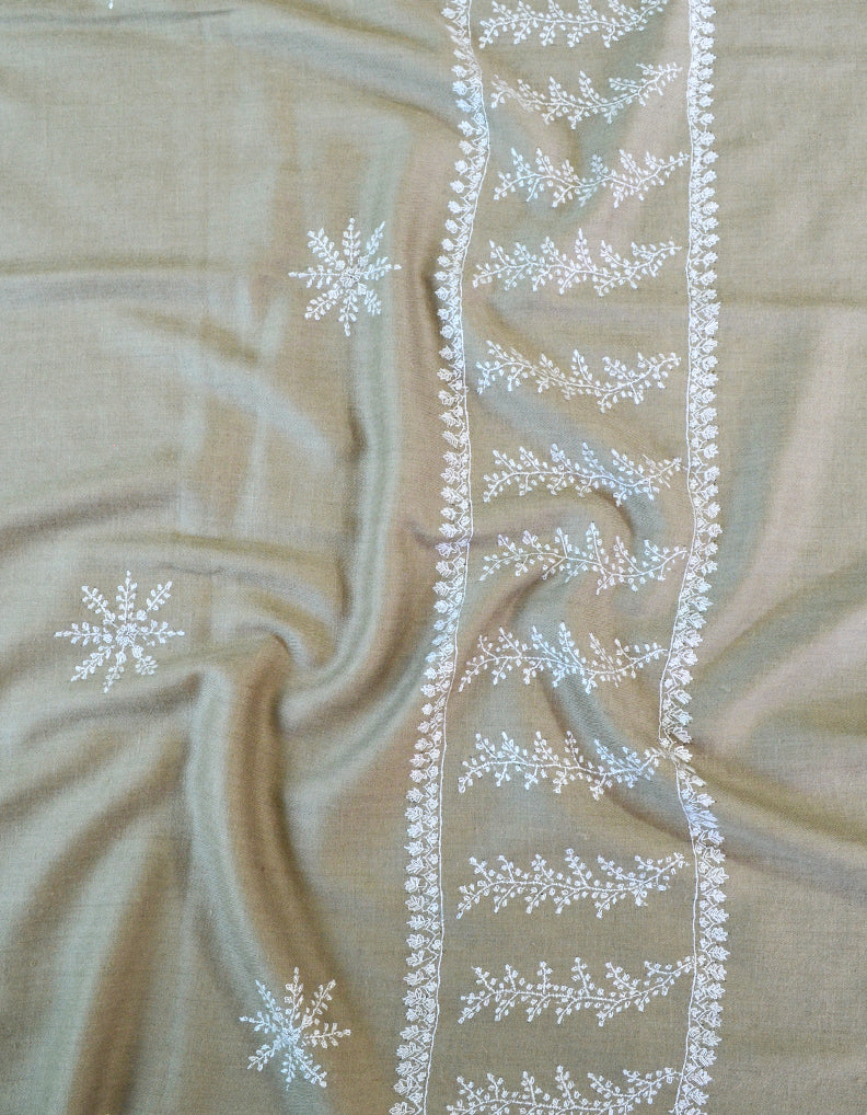 Natural  Embroidery Pashmina Shawl 7427