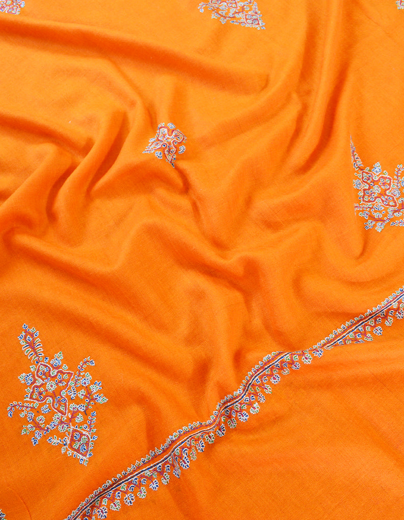 Orange Coloured Embroidery Pashmina Shawl 7428