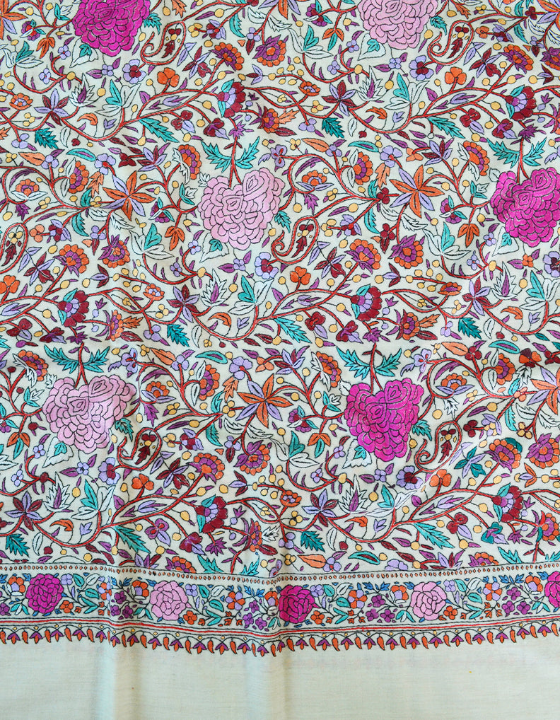 Multicoloured Embroidery Pashmina Shawl 7435