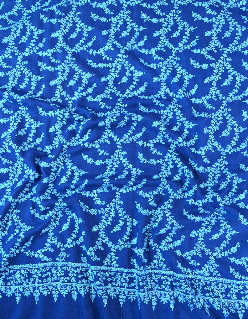 Blue  Embroidery Pashmina Shawl 7436