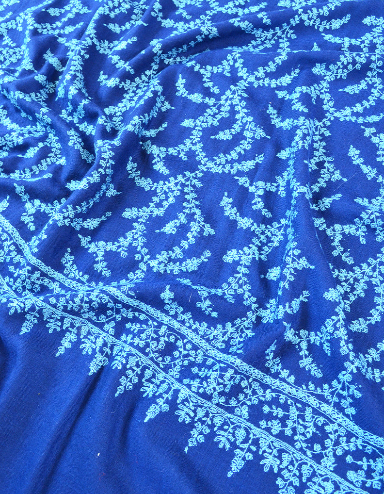 Blue  Embroidery Pashmina Shawl 7436