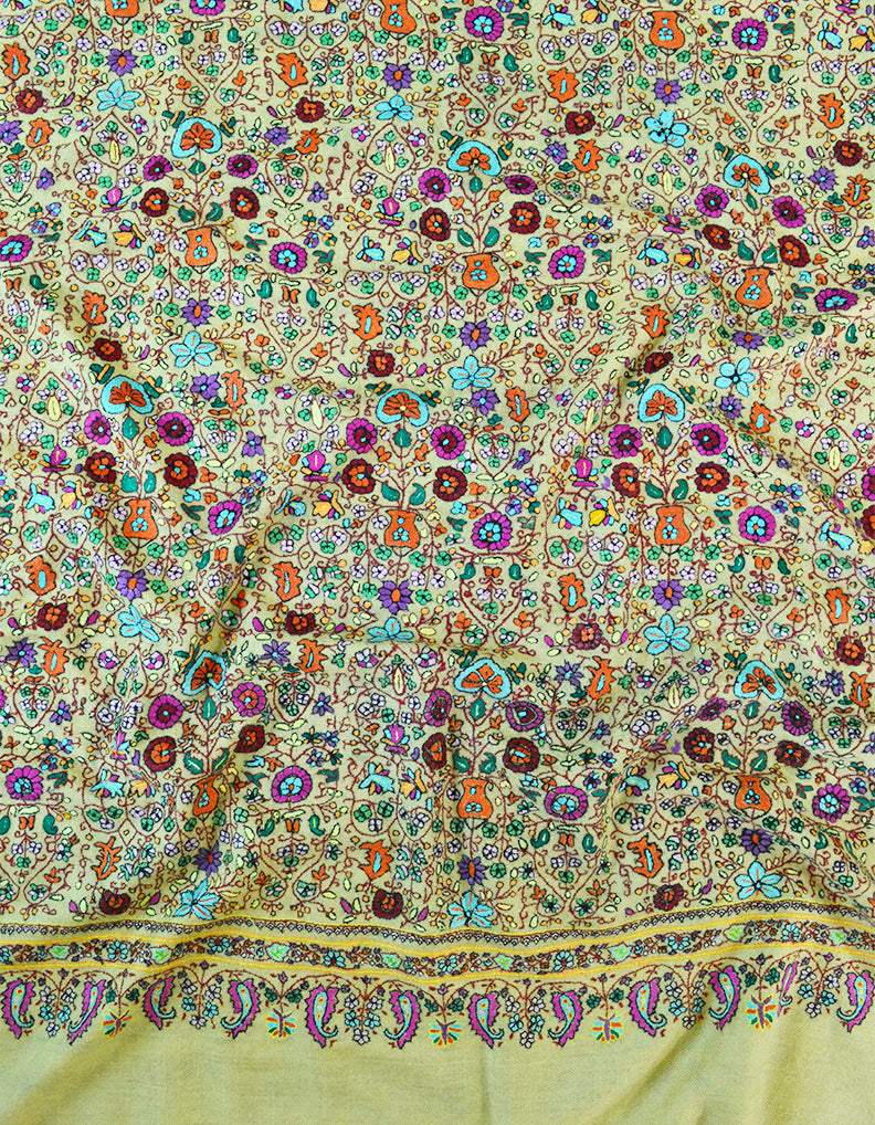 Multicoloured Embroidery Pashmina Shawl 7438