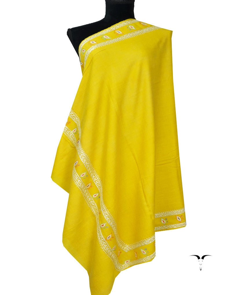 Yellow  Embroidery Pashmina Shawl 7442