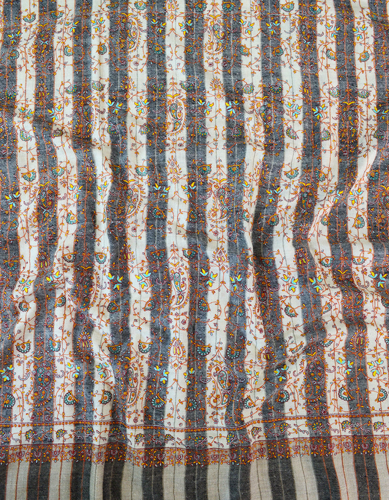 Striped Embroidery Pashmina Shawl 7464