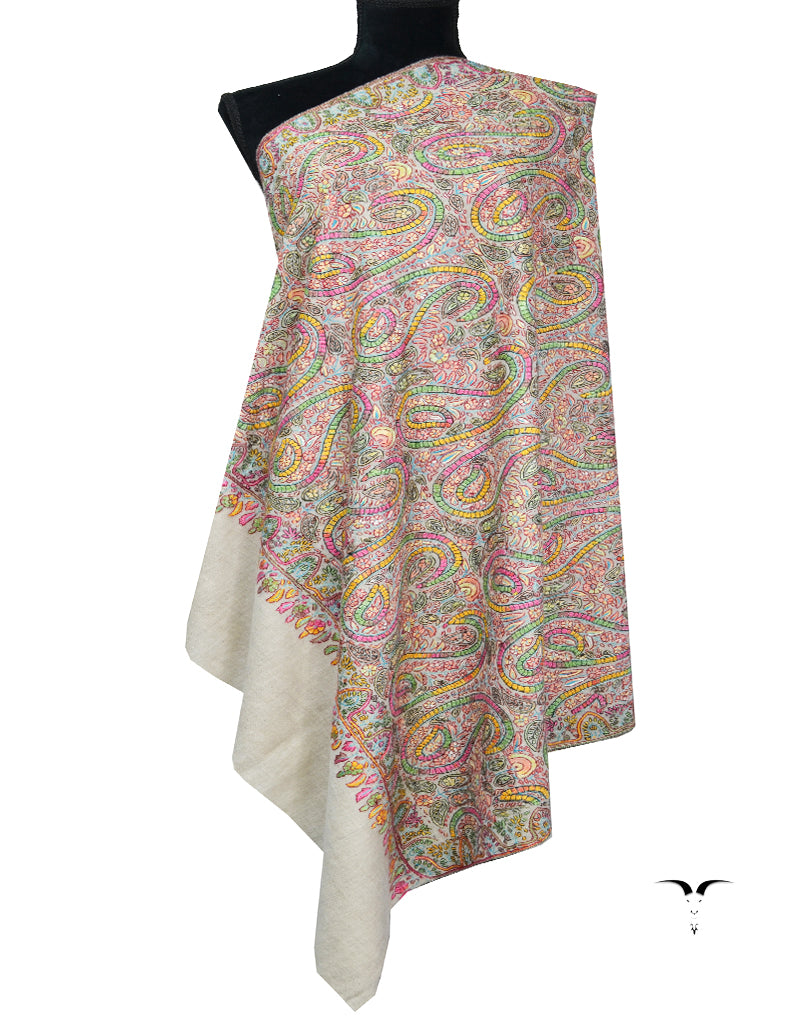 Multicoloured Embroidery Pashmina Shawl 7469