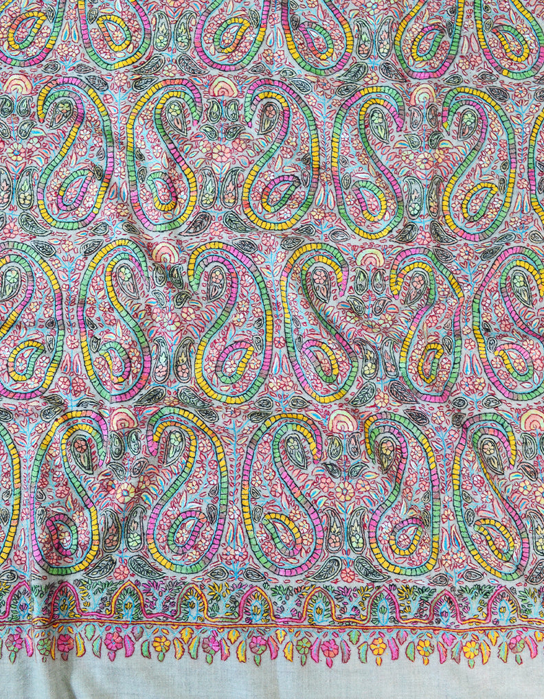 Multicoloured Embroidery Pashmina Shawl 7469