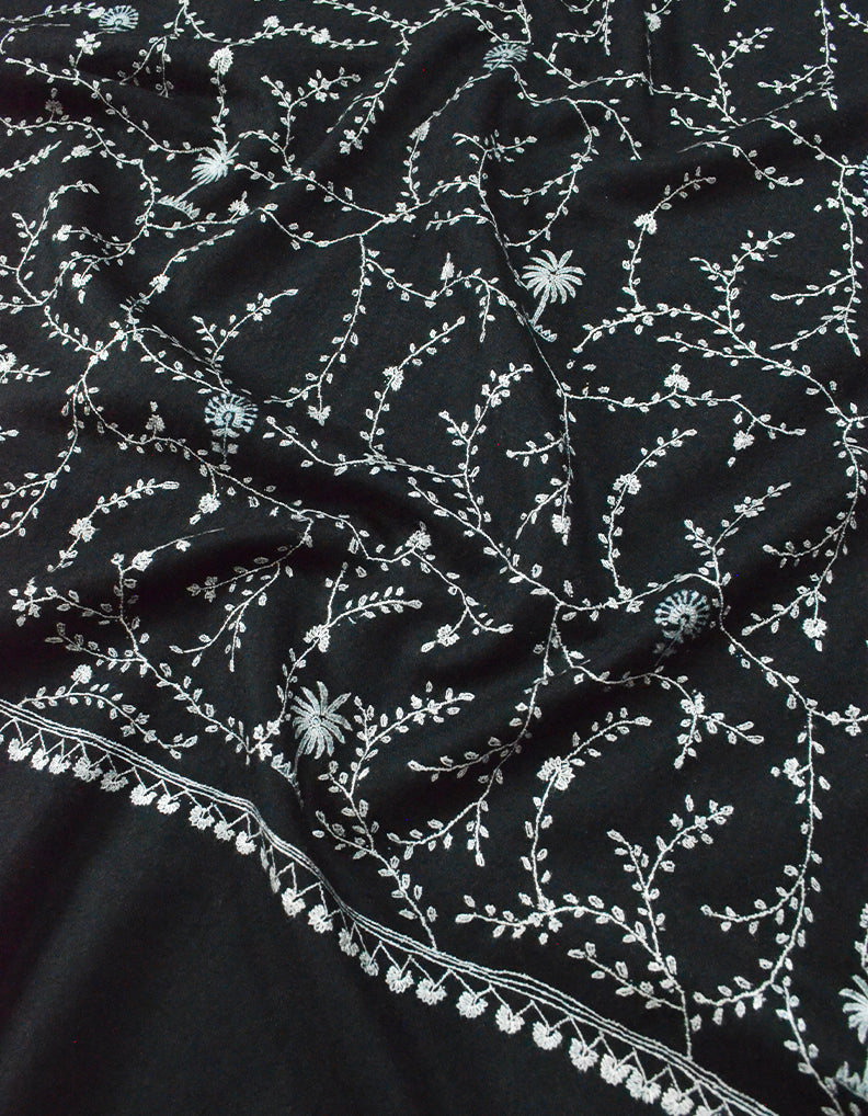 Black Embroidery Pashmina Stole 7532