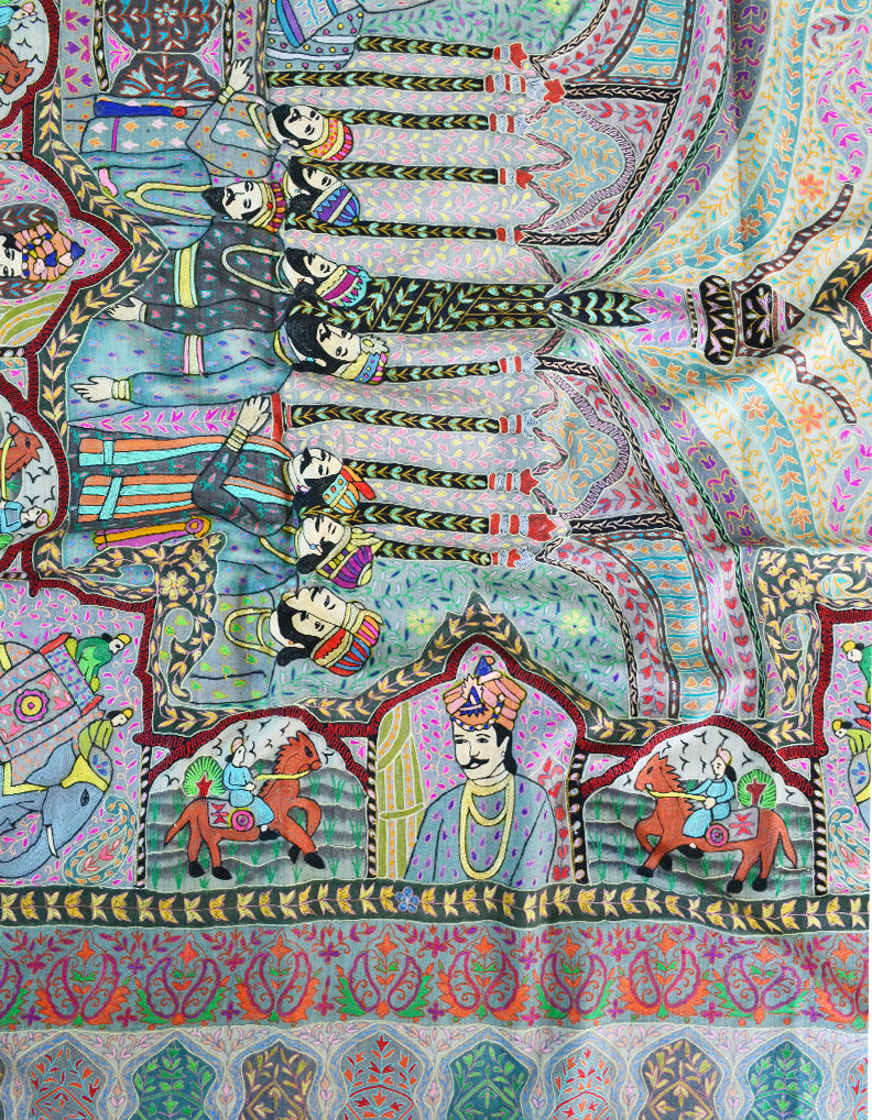 Multicoloured Kalamkari Pashmina Shawl 7569