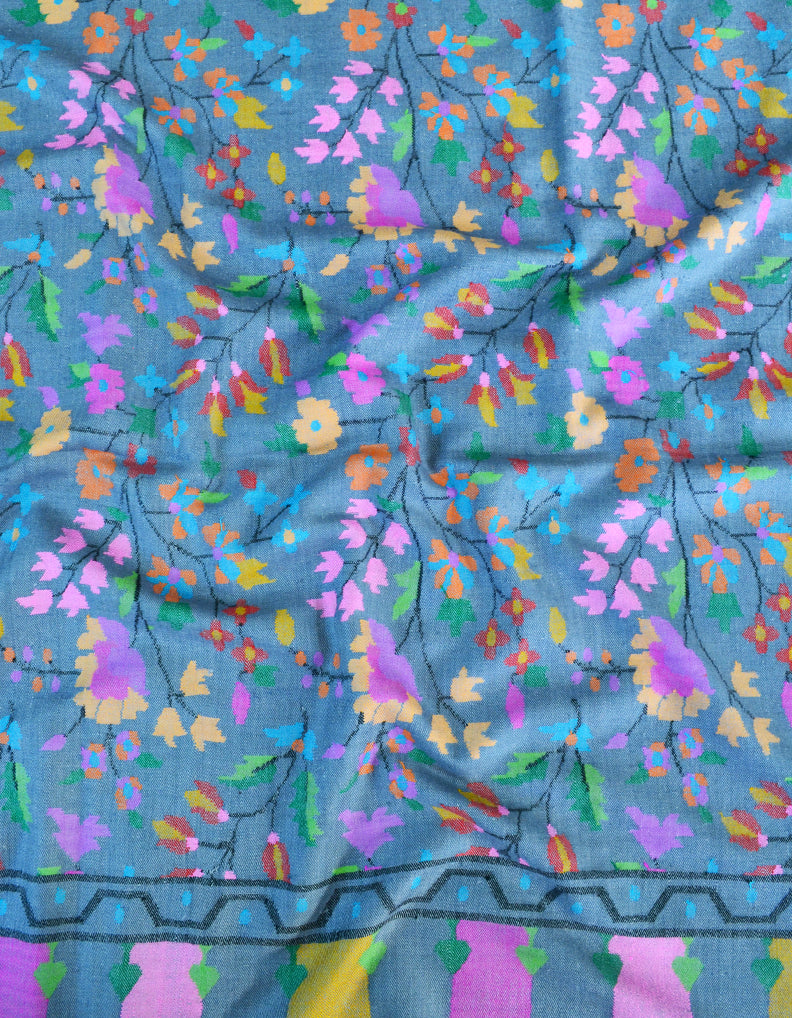 Light Blue Kani Pashmina shawl 7578