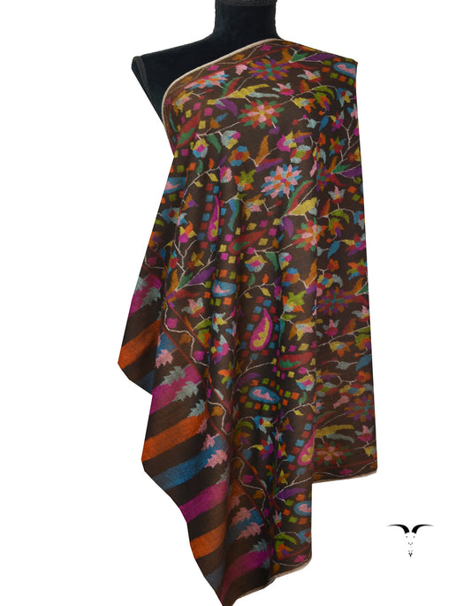 Brown  Kani Pashmina shawl 7587