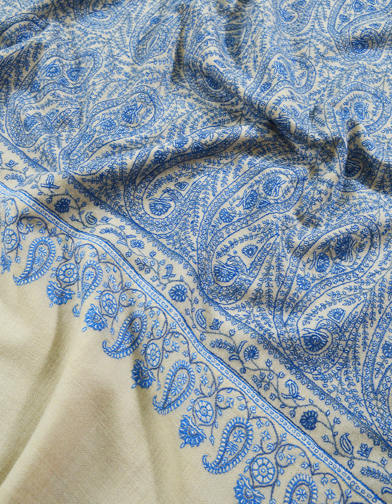 Blue Embroidery Pashmina Shawl 7702
