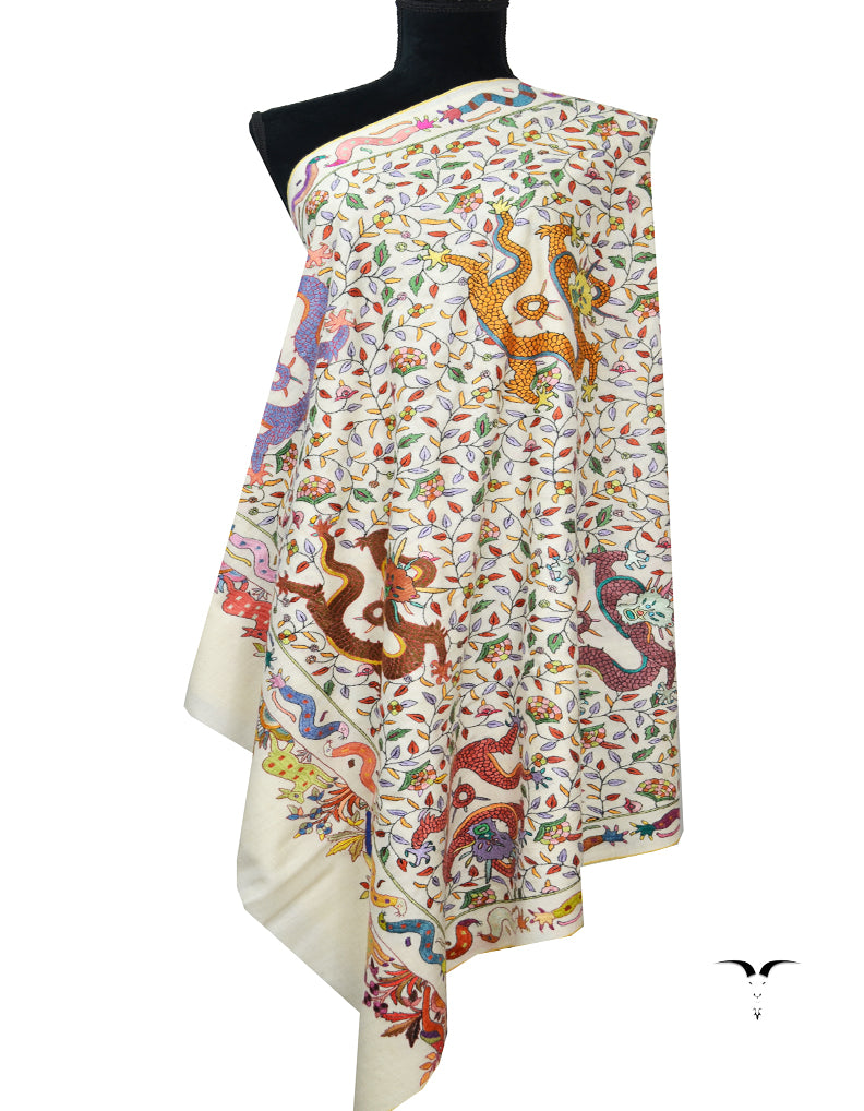 Multicoloured Embroidery Pashmina Shawl 7703