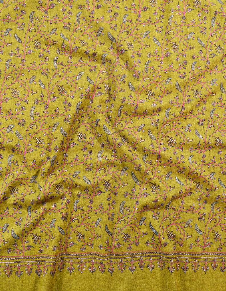 Mustard Embroidery Pashmina Shawl 7705