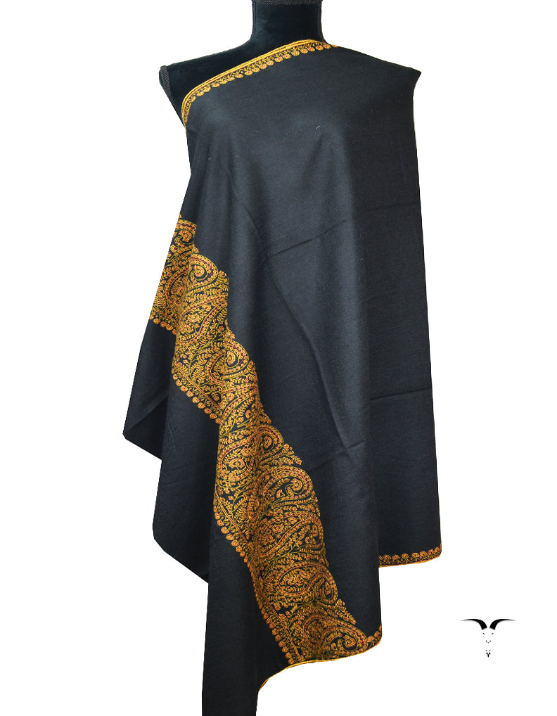 black Embroidery Pashmina Shawl 7708