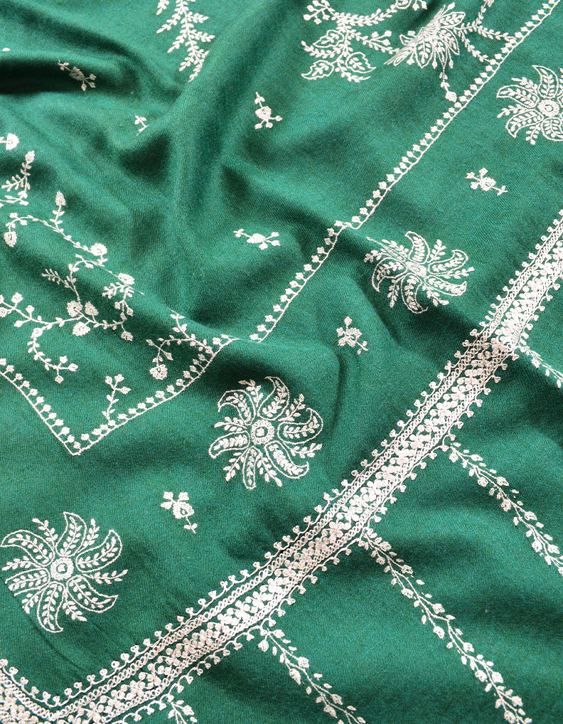 Green Embroidery Pashmina Shawl 7718