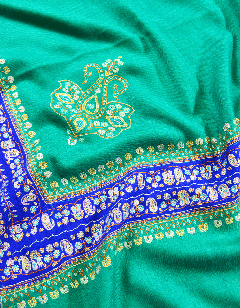 Green Embroidery Pashmina Shawl 7726