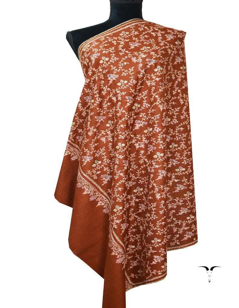 Brown Embroidery Pashmina Shawl 7736