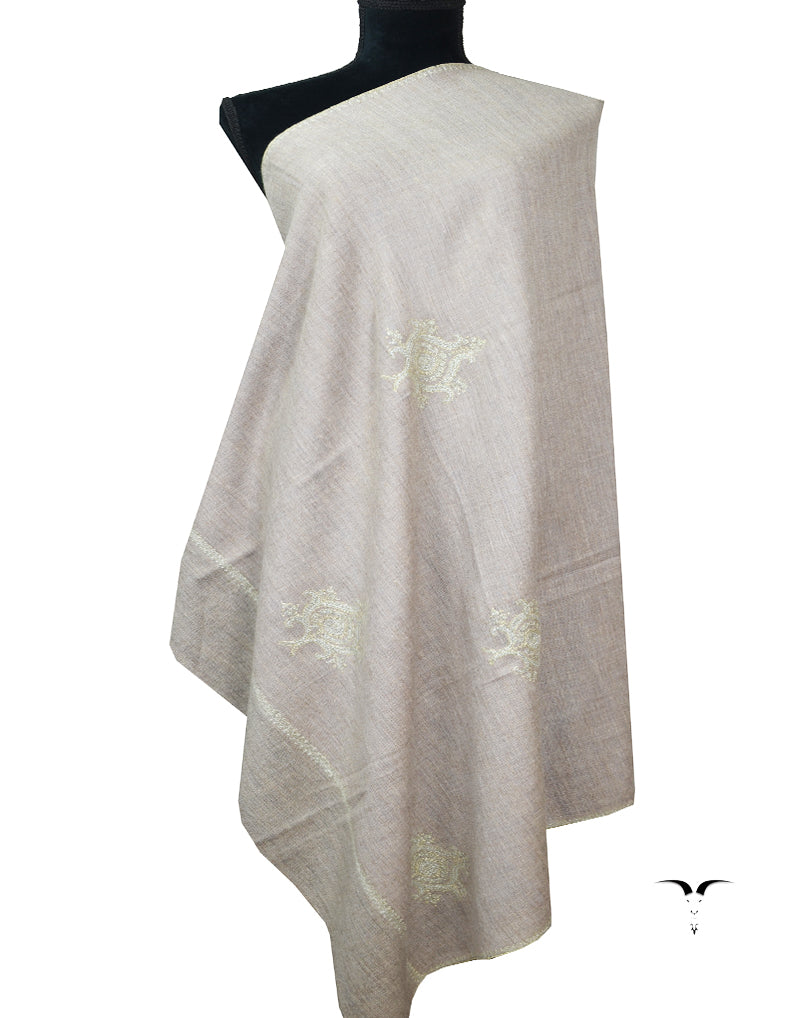 Light Blue And Grey Reversible Embroidery Pashmina Shawl 7739