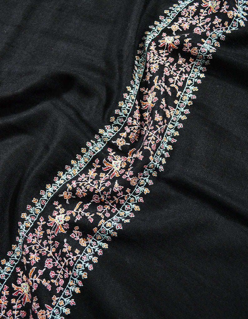 Black Embroidery Pashmina Shawl 7740