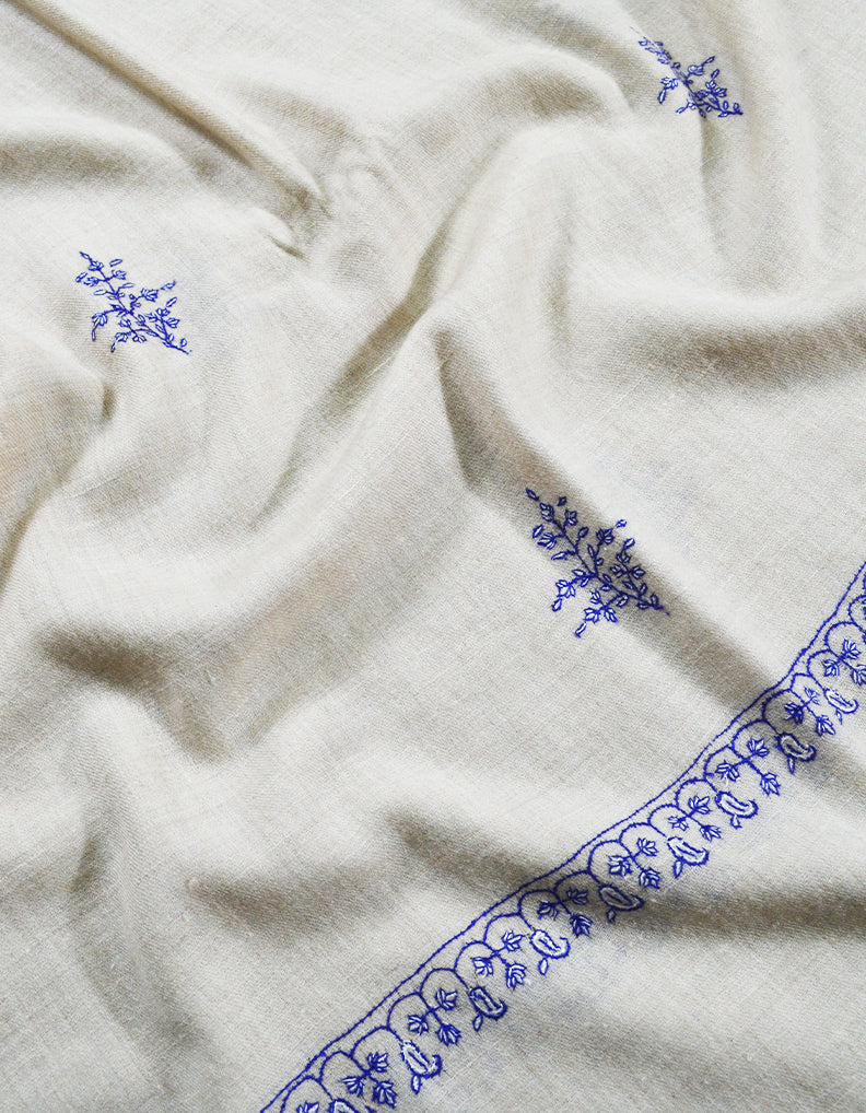 White Embroidery Pahmina Shawl 7742