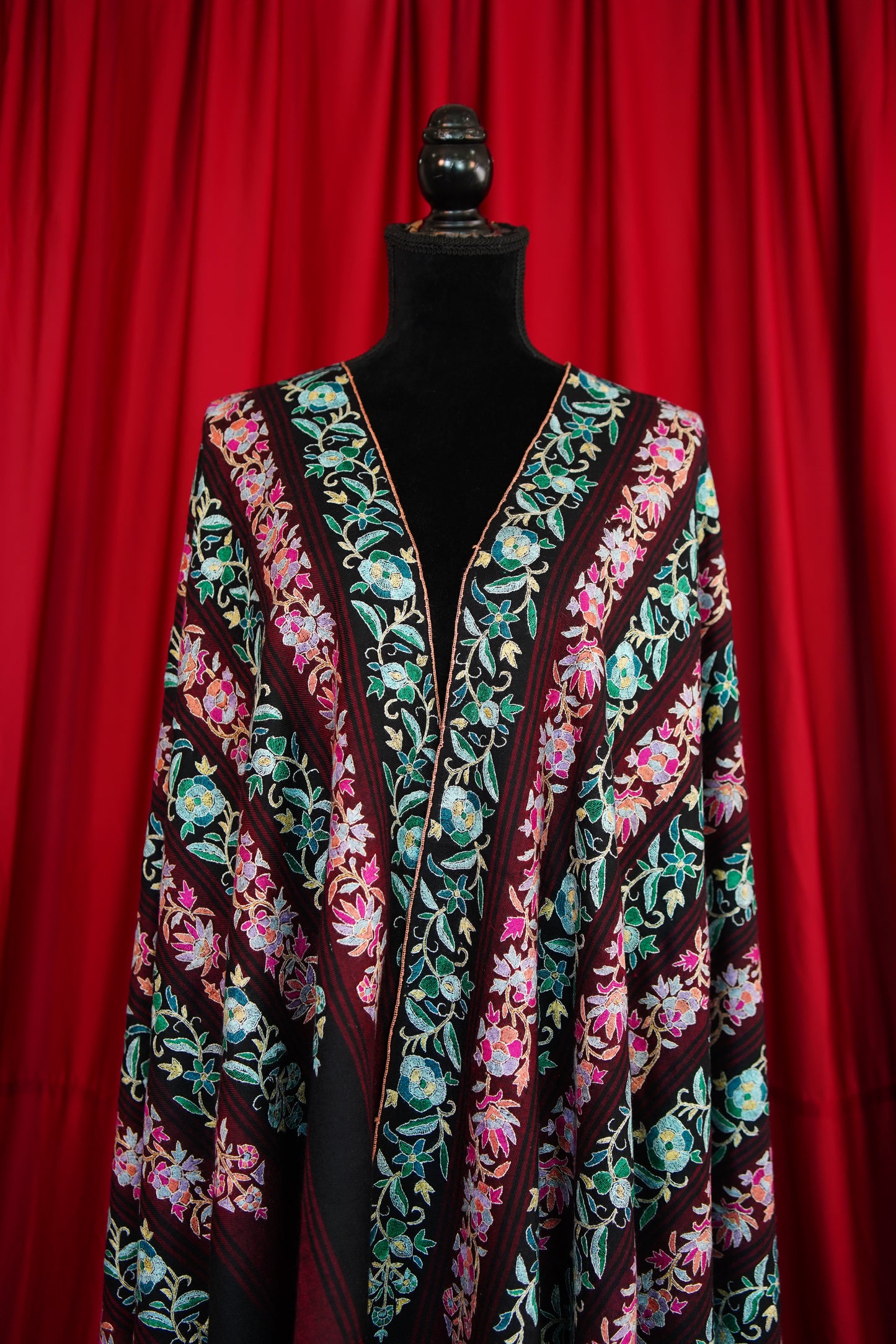 multi-coloured Embroidery Pashmina Shawl 7750