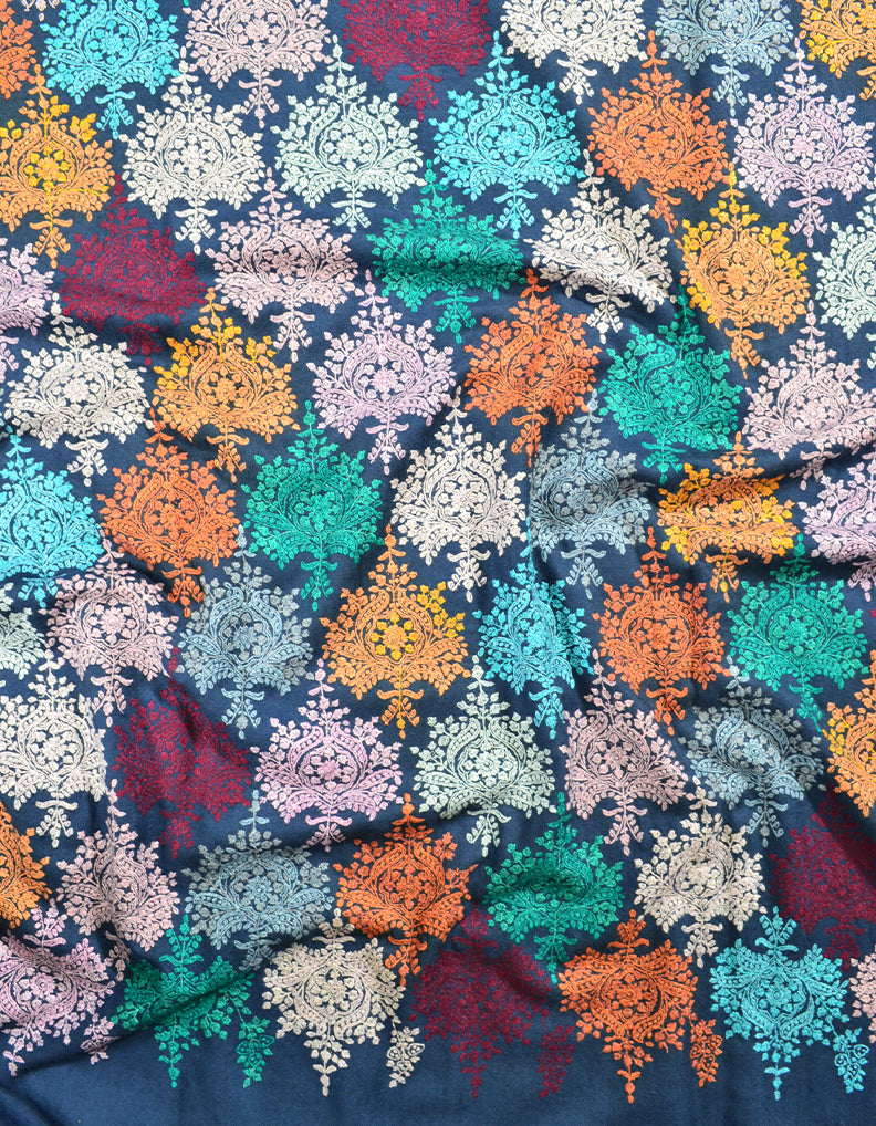Multi-coloured Embroidery Pashmina Shawl 7751