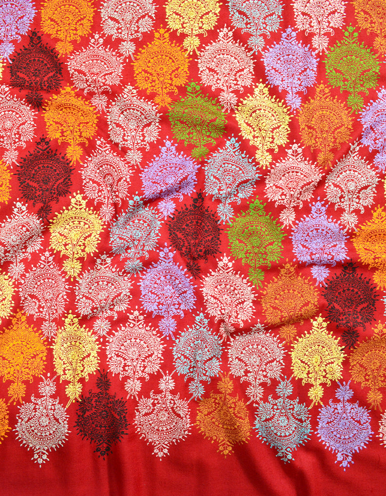 Multi-coloured Embroidery Pashmina Shawl 7752
