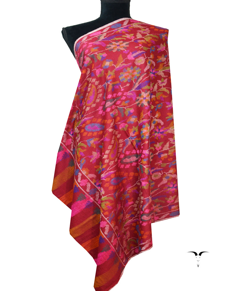 maroon kani pashmina shawl 7777